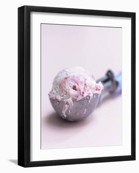 Raspberry Ice Cream in an Ice Cream Scoop-Sam Stowell-Framed Photographic Print