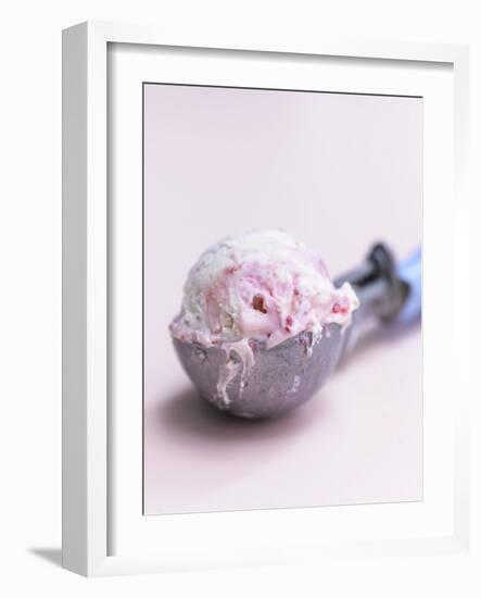 Raspberry Ice Cream in an Ice Cream Scoop-Sam Stowell-Framed Photographic Print