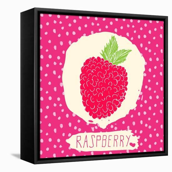 Raspberry with Dots Pattern-Anton Yanchevskyi-Framed Stretched Canvas