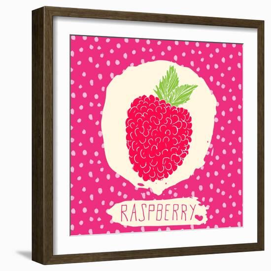 Raspberry with Dots Pattern-Anton Yanchevskyi-Framed Art Print