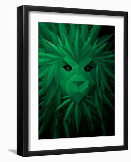 Rasta Lion Illusion-JJ Brando-Framed Art Print