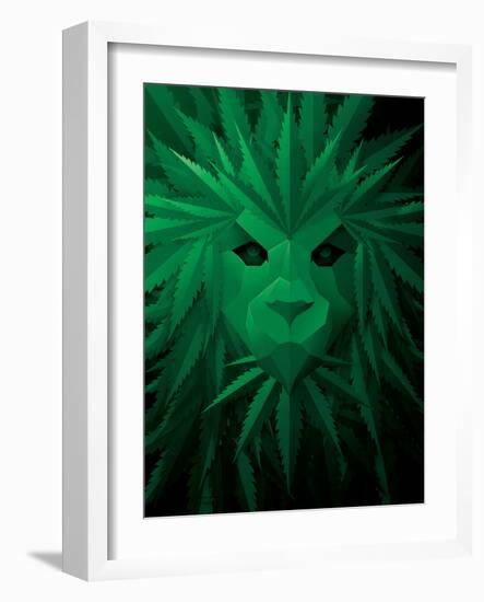 Rasta Lion Illusion-JJ Brando-Framed Art Print