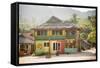 Rasta (Rastafarian) Coloured Beachfront Accommodation at Sungai Pinang, Indonesia-Matthew Williams-Ellis-Framed Stretched Canvas