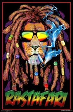 Rastafari Lion Blacklight Poster Rastafari Lion Blacklight Poster