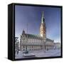 Rathaus (city hall) at Rathausmarkt place, Hamburg, Hanseatic City, Germany, Europe-Markus Lange-Framed Stretched Canvas