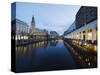 Rathaus (City Hall) Illuminated at Night Reflected in a Canal, Hamburg, Germany, Europe-Christian Kober-Stretched Canvas
