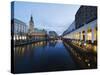 Rathaus (City Hall) Illuminated at Night Reflected in a Canal, Hamburg, Germany, Europe-Christian Kober-Stretched Canvas