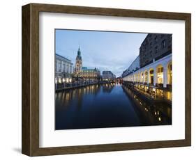 Rathaus (City Hall) Illuminated at Night Reflected in a Canal, Hamburg, Germany, Europe-Christian Kober-Framed Photographic Print