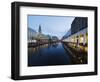 Rathaus (City Hall) Illuminated at Night Reflected in a Canal, Hamburg, Germany, Europe-Christian Kober-Framed Photographic Print