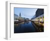 Rathaus (City Hall) Illuminated at Night Reflected in a Canal, Hamburg, Germany, Europe-Christian Kober-Framed Photographic Print