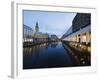 Rathaus (City Hall) Illuminated at Night Reflected in a Canal, Hamburg, Germany, Europe-Christian Kober-Framed Photographic Print