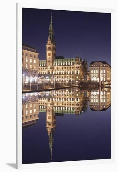 Rathaus (city hall) reflecting at Kleine Alster Lake, Hamburg, Hanseatic City, Germany, Europe-Markus Lange-Framed Photographic Print