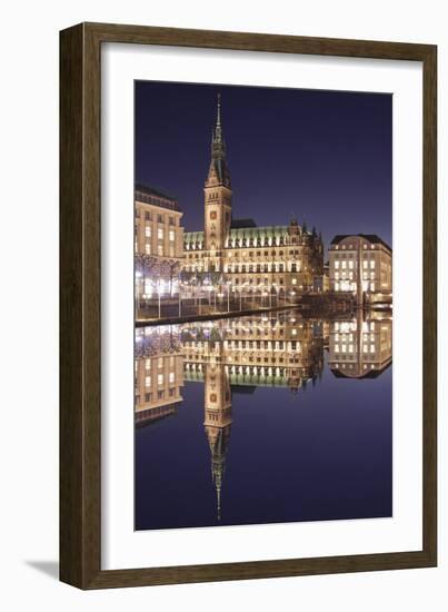 Rathaus (city hall) reflecting at Kleine Alster Lake, Hamburg, Hanseatic City, Germany, Europe-Markus Lange-Framed Photographic Print