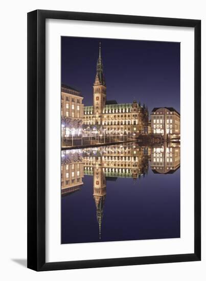 Rathaus (city hall) reflecting at Kleine Alster Lake, Hamburg, Hanseatic City, Germany, Europe-Markus Lange-Framed Photographic Print