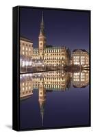 Rathaus (city hall) reflecting at Kleine Alster Lake, Hamburg, Hanseatic City, Germany, Europe-Markus Lange-Framed Stretched Canvas