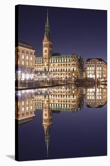 Rathaus (city hall) reflecting at Kleine Alster Lake, Hamburg, Hanseatic City, Germany, Europe-Markus Lange-Stretched Canvas