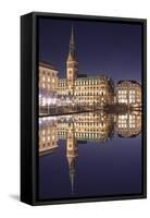 Rathaus (city hall) reflecting at Kleine Alster Lake, Hamburg, Hanseatic City, Germany, Europe-Markus Lange-Framed Stretched Canvas