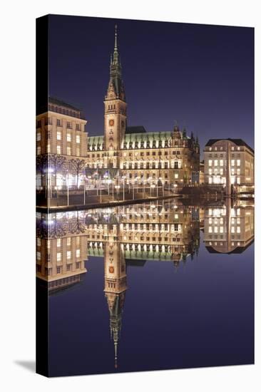 Rathaus (city hall) reflecting at Kleine Alster Lake, Hamburg, Hanseatic City, Germany, Europe-Markus Lange-Stretched Canvas