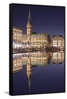 Rathaus (city hall) reflecting at Kleine Alster Lake, Hamburg, Hanseatic City, Germany, Europe-Markus Lange-Framed Stretched Canvas