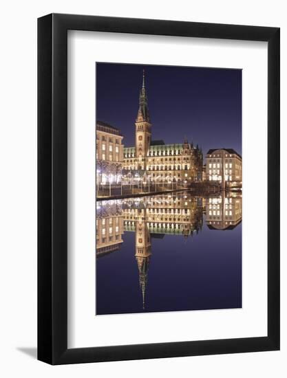 Rathaus (city hall) reflecting at Kleine Alster Lake, Hamburg, Hanseatic City, Germany, Europe-Markus Lange-Framed Photographic Print