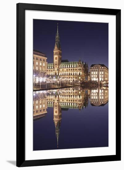 Rathaus (city hall) reflecting at Kleine Alster Lake, Hamburg, Hanseatic City, Germany, Europe-Markus Lange-Framed Photographic Print