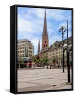 Rathaus Market Platz Square and St Petrikirche, St. Peter Church, Historic Center, Hamburg, Germany-Miva Stock-Framed Stretched Canvas