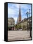 Rathaus Market Platz Square and St Petrikirche, St. Peter Church, Historic Center, Hamburg, Germany-Miva Stock-Framed Stretched Canvas