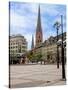 Rathaus Market Platz Square and St Petrikirche, St. Peter Church, Historic Center, Hamburg, Germany-Miva Stock-Stretched Canvas