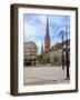 Rathaus Market Platz Square and St Petrikirche, St. Peter Church, Historic Center, Hamburg, Germany-Miva Stock-Framed Photographic Print