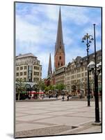 Rathaus Market Platz Square and St Petrikirche, St. Peter Church, Historic Center, Hamburg, Germany-Miva Stock-Mounted Photographic Print