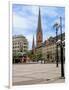 Rathaus Market Platz Square and St Petrikirche, St. Peter Church, Historic Center, Hamburg, Germany-Miva Stock-Framed Photographic Print