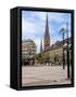 Rathaus Market Platz Square and St Petrikirche, St. Peter Church, Historic Center, Hamburg, Germany-Miva Stock-Framed Stretched Canvas