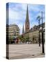 Rathaus Market Platz Square and St Petrikirche, St. Peter Church, Historic Center, Hamburg, Germany-Miva Stock-Stretched Canvas