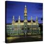 Rathaus (Town Hall) Gothic Building at Night, UNESCO World Heritage Site, Vienna, Austria, Europe-Stuart Black-Stretched Canvas