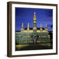 Rathaus (Town Hall) Gothic Building at Night, UNESCO World Heritage Site, Vienna, Austria, Europe-Stuart Black-Framed Photographic Print