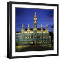 Rathaus (Town Hall) Gothic Building at Night, UNESCO World Heritage Site, Vienna, Austria, Europe-Stuart Black-Framed Photographic Print