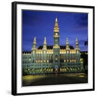 Rathaus (Town Hall) Gothic Building at Night, UNESCO World Heritage Site, Vienna, Austria, Europe-Stuart Black-Framed Photographic Print