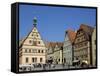 Ratstrinkstube and Town Houses, Marktplatz, Rothenburg Ob Der Tauber, Germany-Gary Cook-Framed Stretched Canvas