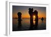 Raukarfelsen Rocks on the Island Farš Near Gotland, Sweden, Silhouette, Sundown-Thomas Ebelt-Framed Photographic Print