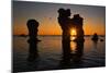 Raukarfelsen Rocks on the Island Farš Near Gotland, Sweden, Silhouette, Sundown-Thomas Ebelt-Mounted Photographic Print