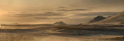 Pieces of glacial ice over black sand being washed by waves, Iceland-Raul Touzon-Photographic Print