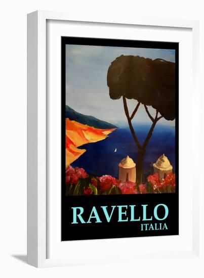 Ravello Salerno Italy View of Amalfi Coast Retro-Markus Bleichner-Framed Art Print