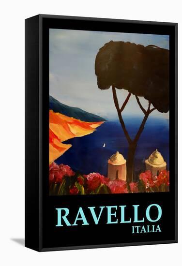 Ravello Salerno Italy View of Amalfi Coast Retro-Markus Bleichner-Framed Stretched Canvas