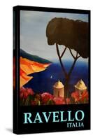 Ravello Salerno Italy View of Amalfi Coast Retro-Markus Bleichner-Stretched Canvas