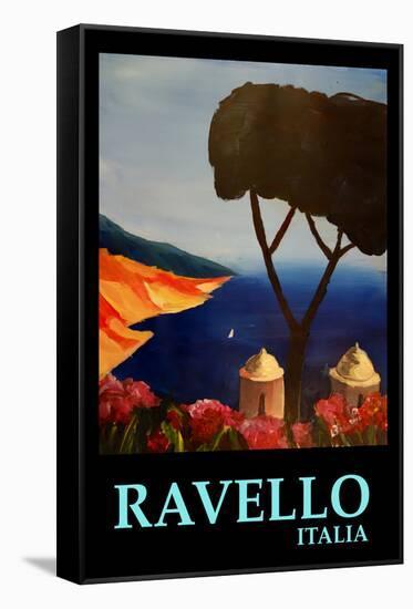 Ravello Salerno Italy View of Amalfi Coast Retro-Markus Bleichner-Framed Stretched Canvas