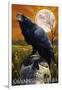 Raven and Moon - Savannah, GA-Lantern Press-Framed Art Print