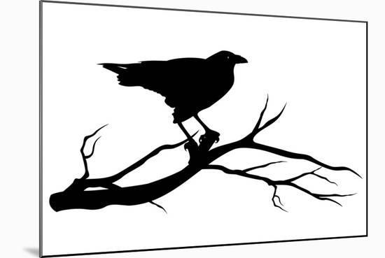 Raven Bird Silhouette-Cattallina-Mounted Art Print