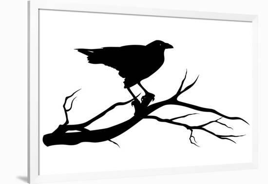 Raven Bird Silhouette-Cattallina-Framed Art Print