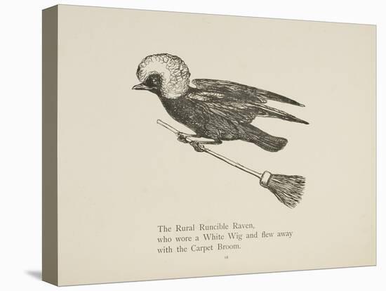 Raven Flying On a Broom, Nonsense Botany Animals and Other Poems Written and Drawn by Edward Lear-Edward Lear-Stretched Canvas