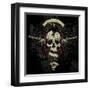 Raven Skull Collage-vectorbomb-Framed Art Print